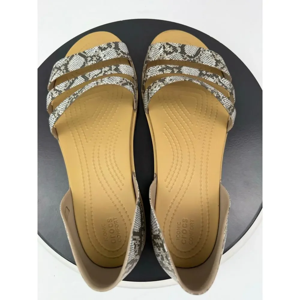 Crocs Tulum Iconic Comfort Women's Size 11 Snake Print Slip On Sandals‎ Slip On